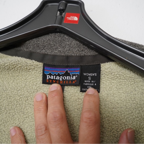 Vintage Patagonia Women Synchilla Polar Basin Jacket Eucalyptus Green Hike Sz S - Picture 6 of 8